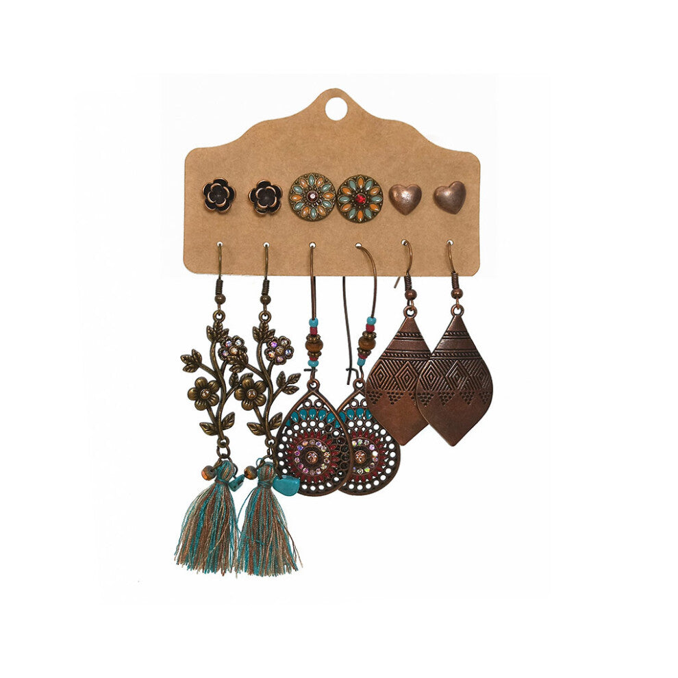 (0693) 12Pcs Tassel Earrings Fashion Flowers Long Ear Wire Hook Accessories