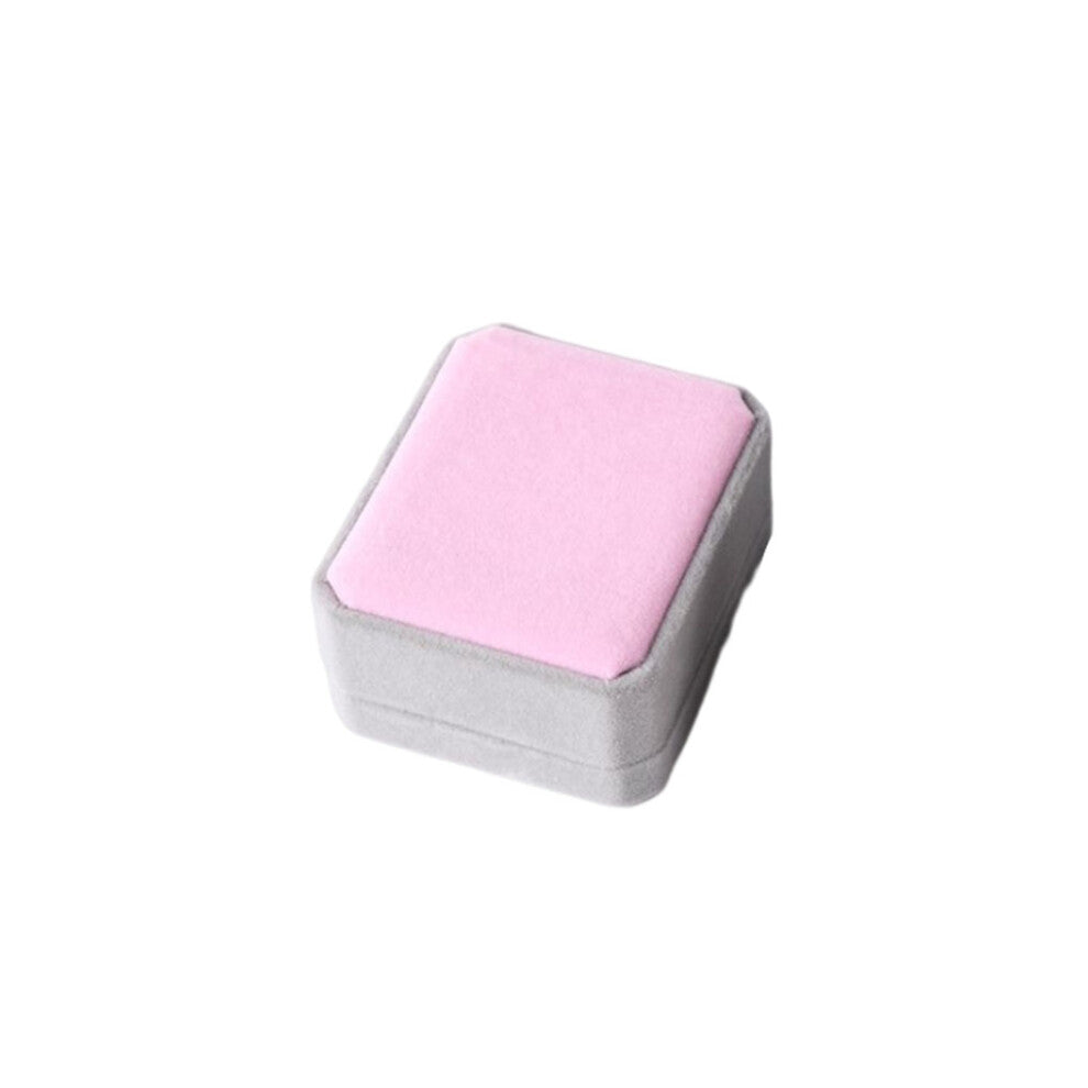 (Pink gray) Velour Jewelry Earrings Square Dresser Organizer Case Organization