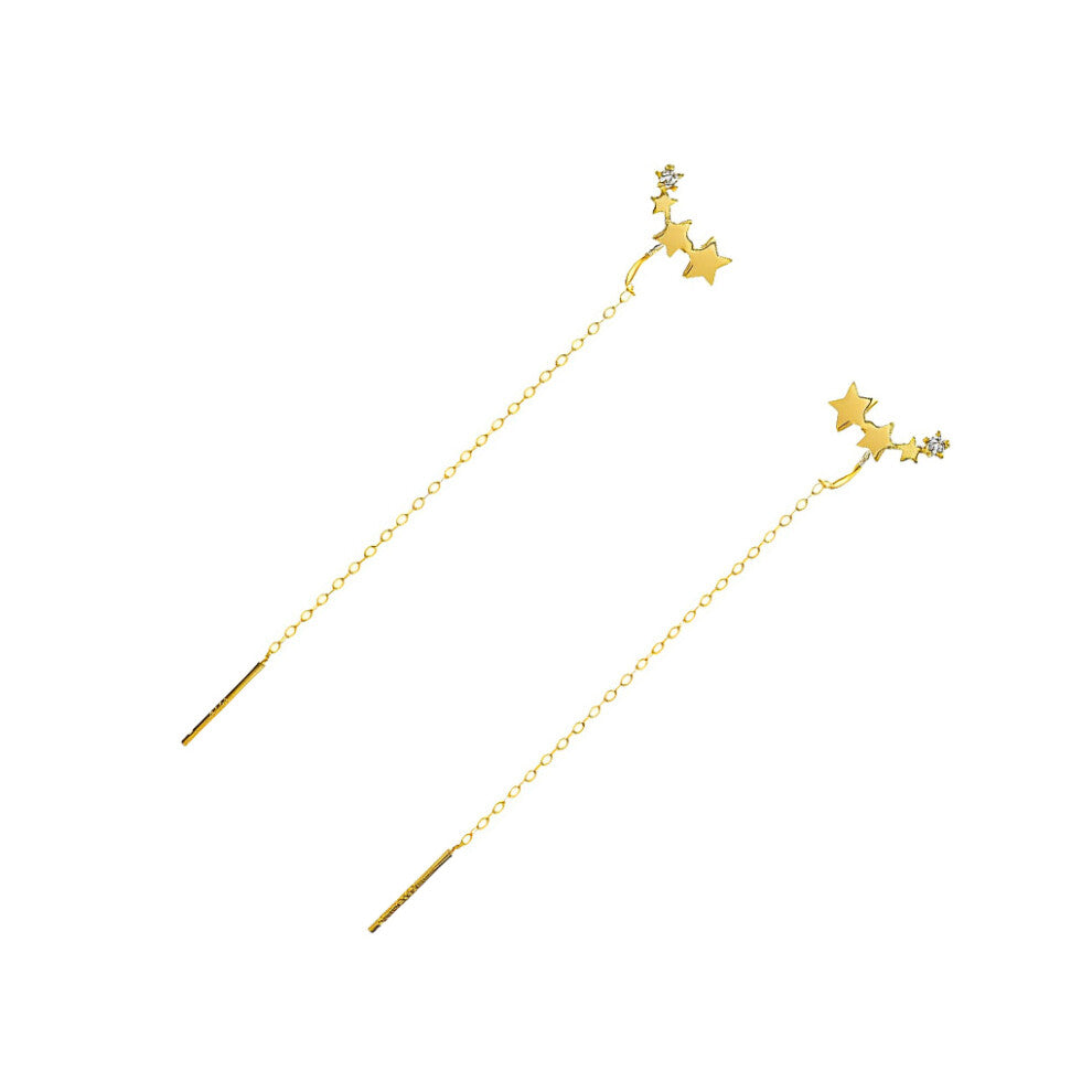 (Gold) 1 Pair Earrings Banquet Rhinestone Drop Earring Ladies Jewelry Gift