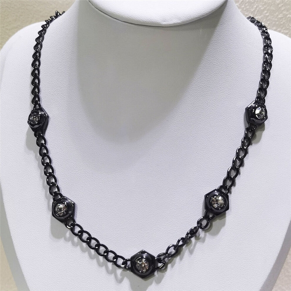 (Necklace1) S Original 2025 NEW Luxury Fashion Fine Jewelry Set for Women Black Crystal Necklace Earrings Bracelet Ring Party Accessories