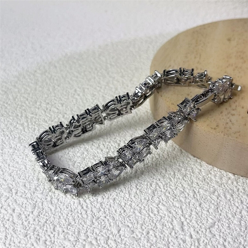 (Bracelet2) S Original 2025 Trendy White Crystal Fine Jewelry Set for Women Water Drop Necklace Earring Bracelet Party Accessories Jewelry