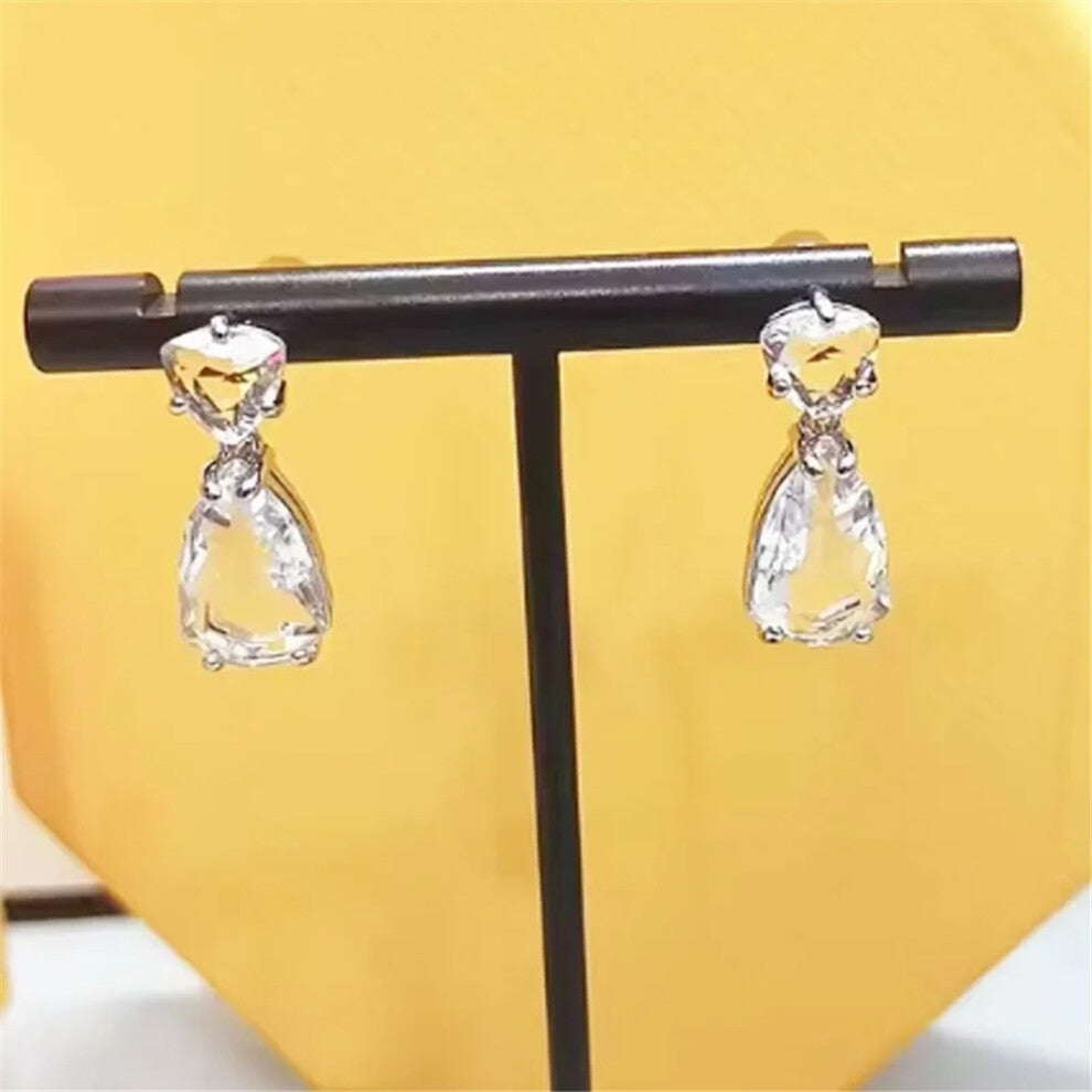 (Earring5) S Original 2025 Trendy White Crystal Fine Jewelry Set for Women Water Drop Necklace Earring Bracelet Party Accessories Jewelry