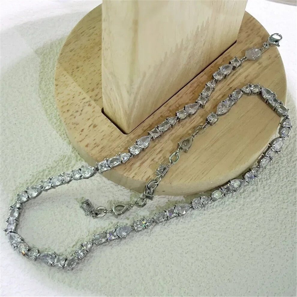 (N-1) S Original 2025 Trendy White Crystal Fine Jewelry Set for Women Water Drop Necklace Earring Bracelet Party Accessories Jewelry