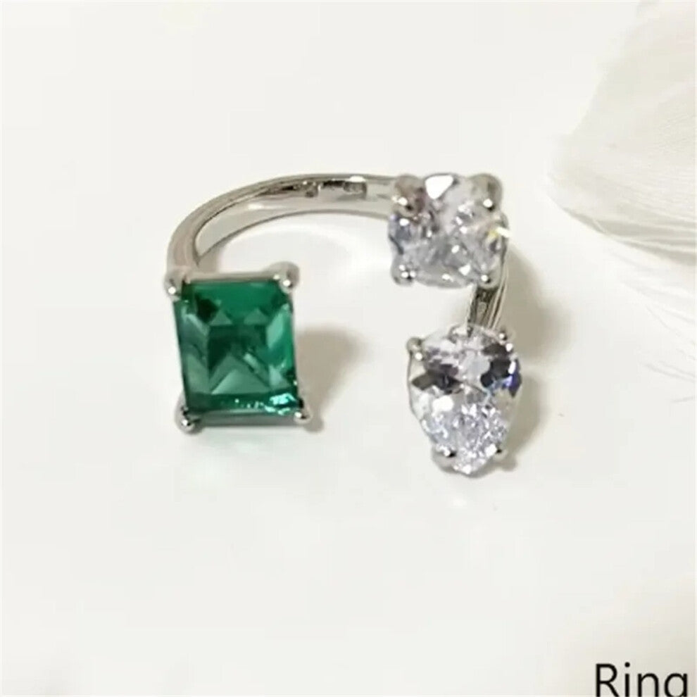 (Ring) S Original 2025 Trendy White Crystal Fine Jewelry Set for Women Water Drop Necklace Earring Bracelet Party Accessories Jewelry