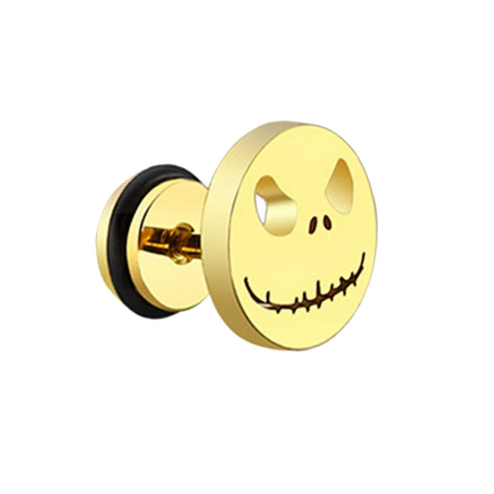 (Gold, 10x10mm) Ear Studs Punk Style Piercing Earrings Stainless Steel Jewelry Gifts