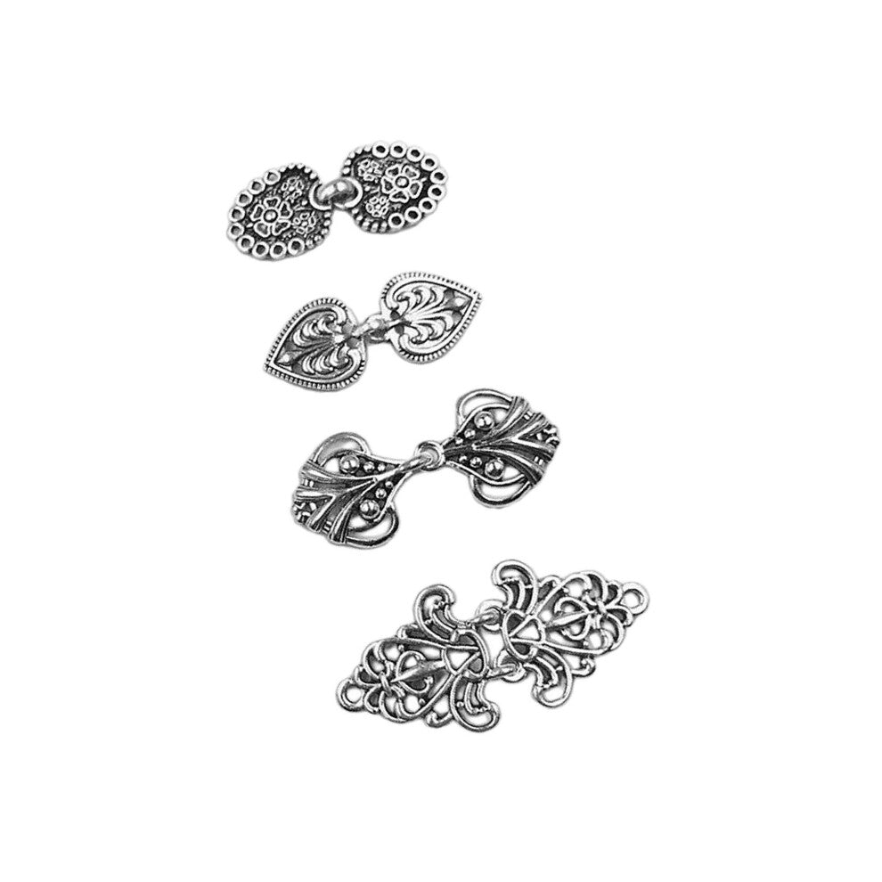 (Silver, 4 pcs) Beautiful Medieval Alloy Shawl Fastener Sew Cardigan Clips Celtic for