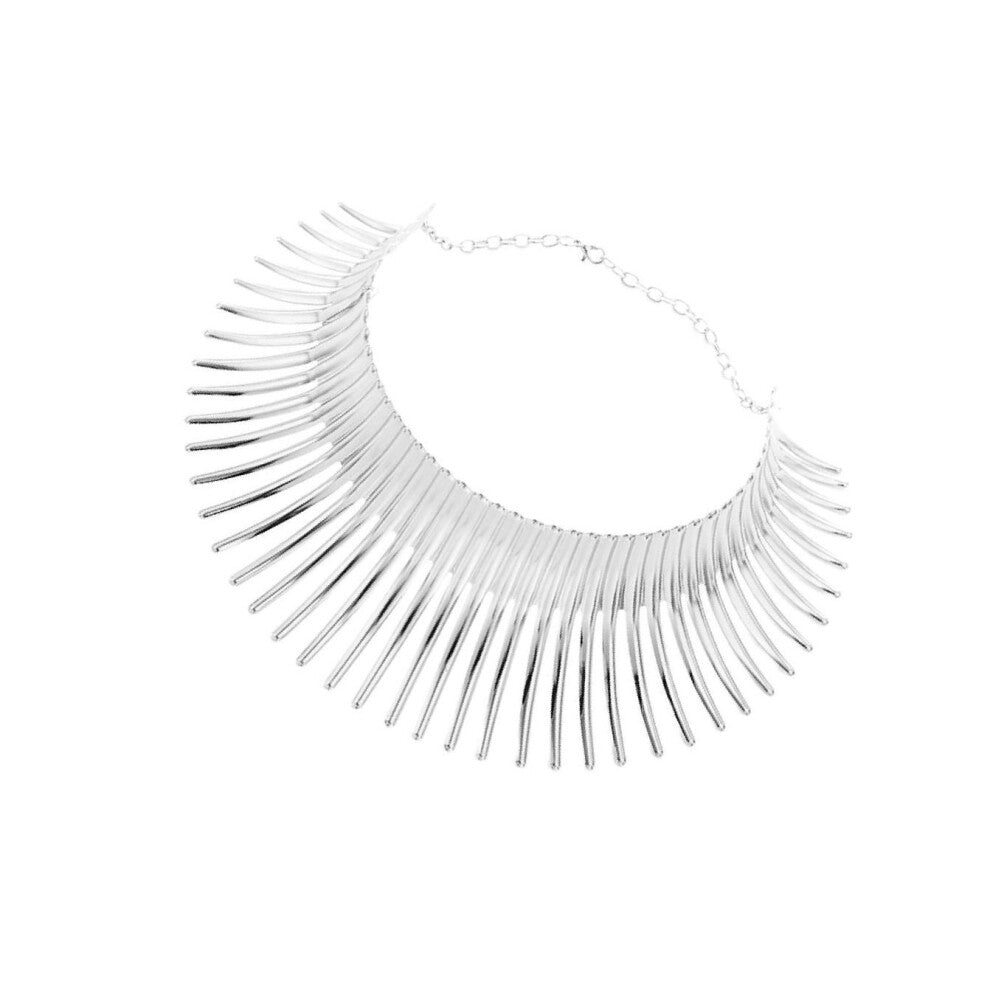 (Silver) Modern Womens Statement Collar Choker Chunky Bib Necklace Fashion