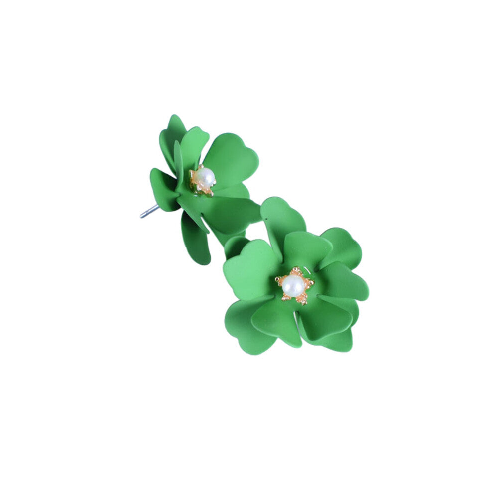 (Green) 2Pcs Flower Earrings Stud Fashion Charming Eardrop Sweet Summer Gifts