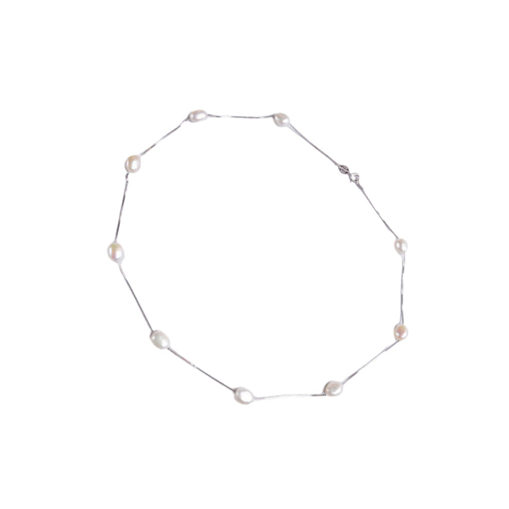 (White, 50cm) Women Pearl Necklace Solid Color Fashionable Choker Jewelry Birthday