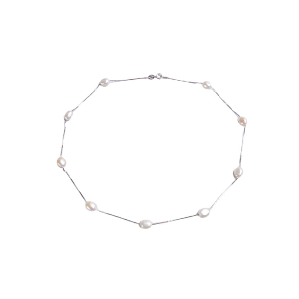 (White, 55cm) Women Pearl Necklace Solid Color Fashionable Choker Jewelry Birthday