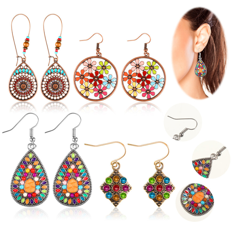 4pair Vintage Drop Earrings Every Occasion Suitable Occasions Boho