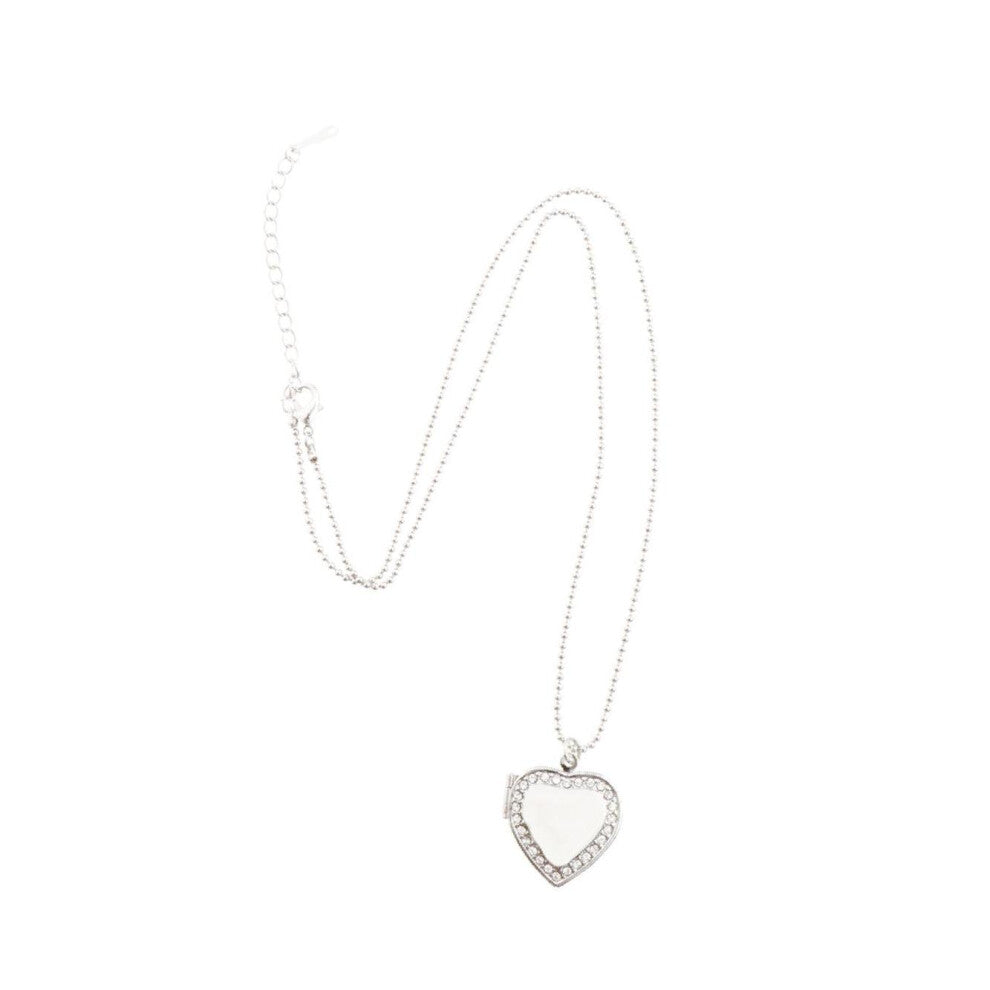 Exquisite Rhinestone Heart Photo Locket Necklace Charming Memorial