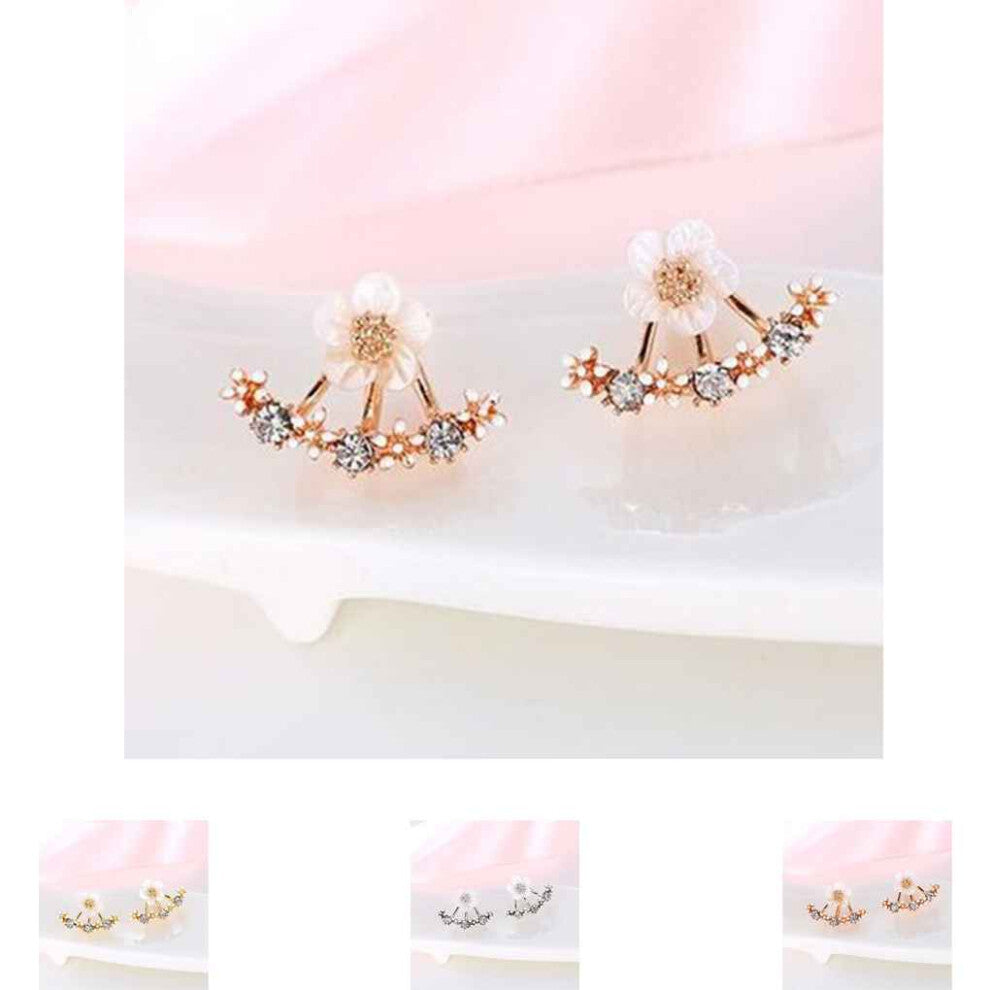 (Gold) 1 Pair Women Ear Studs Party Wedding Earrings Jewelry Girlfriend Gift
