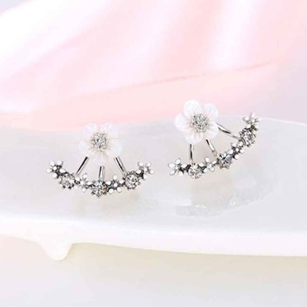 (Silver) 1 Pair Women Ear Studs Party Wedding Earrings Jewelry Girlfriend Gift
