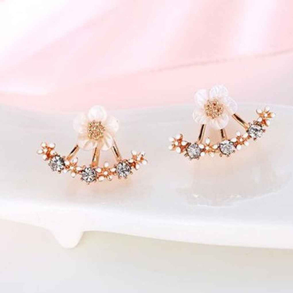 (Rose Gold) 1 Pair Women Ear Studs Party Wedding Earrings Jewelry Girlfriend Gift
