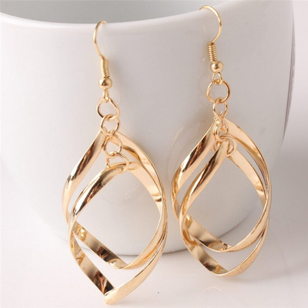 (Gold) Female Twisted Earring Hollow Earrings Girlfriend Jewellery Accessory