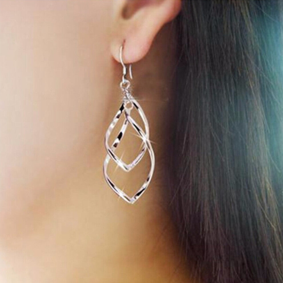 (Silver) Female Twisted Earring Hollow Earrings Girlfriend Jewellery Accessory