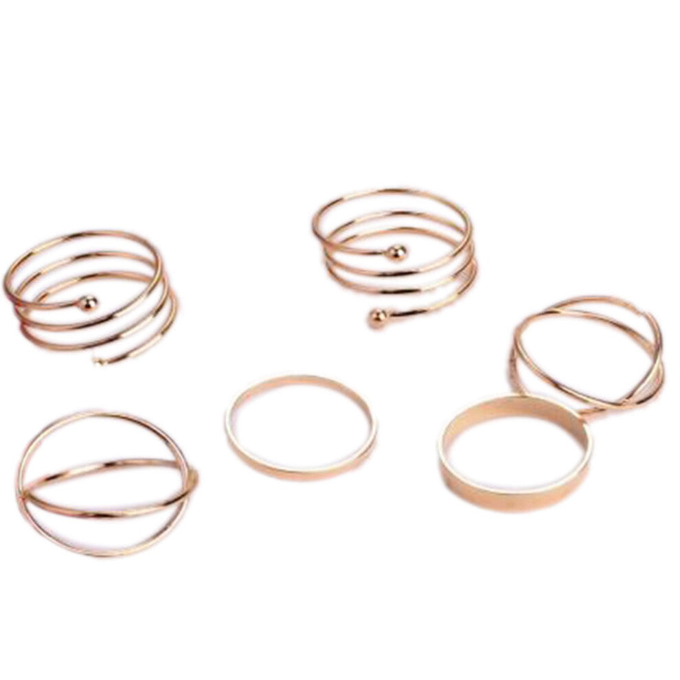 (Gold) 6 Pcs Female Ring Set Adjustable Joint Jewellery Alloy Opening Rings