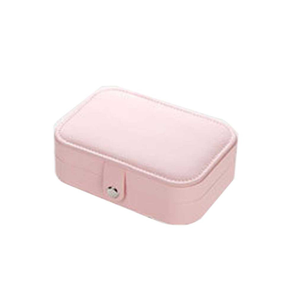 (Orange Pink) PU Leather Jewellery Storage Box Ear Stud Necklace Jewelry Case