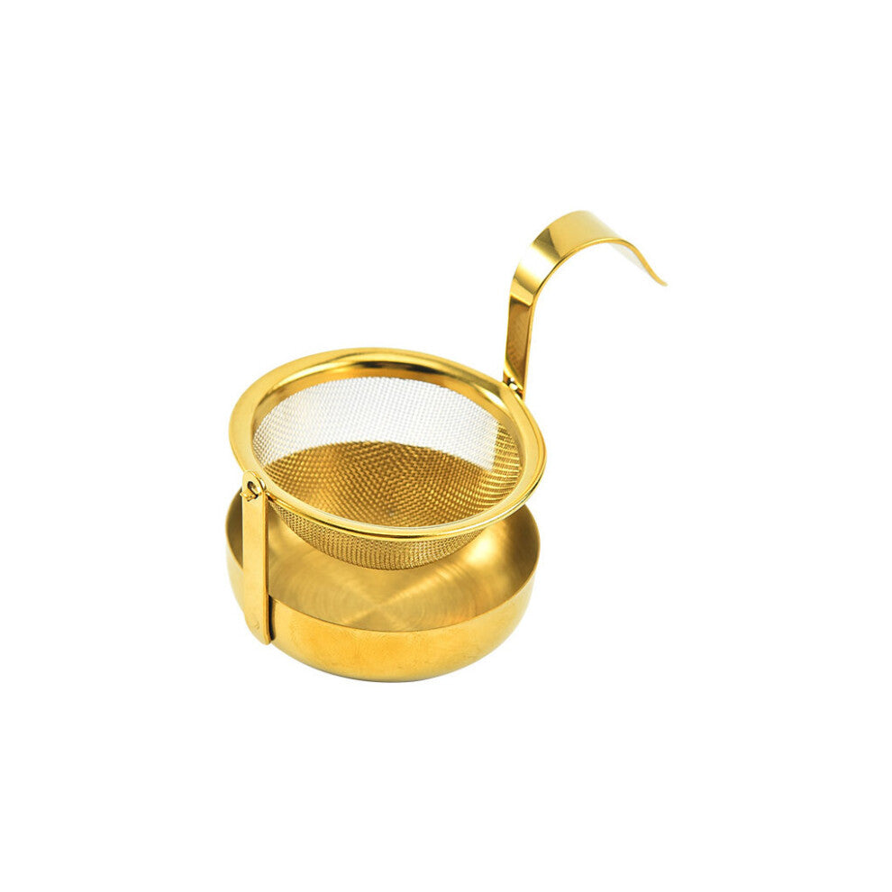 (Gold) Rotating Tea Strainer Gold Silver Fine Mesh Filter Coffee Teaware