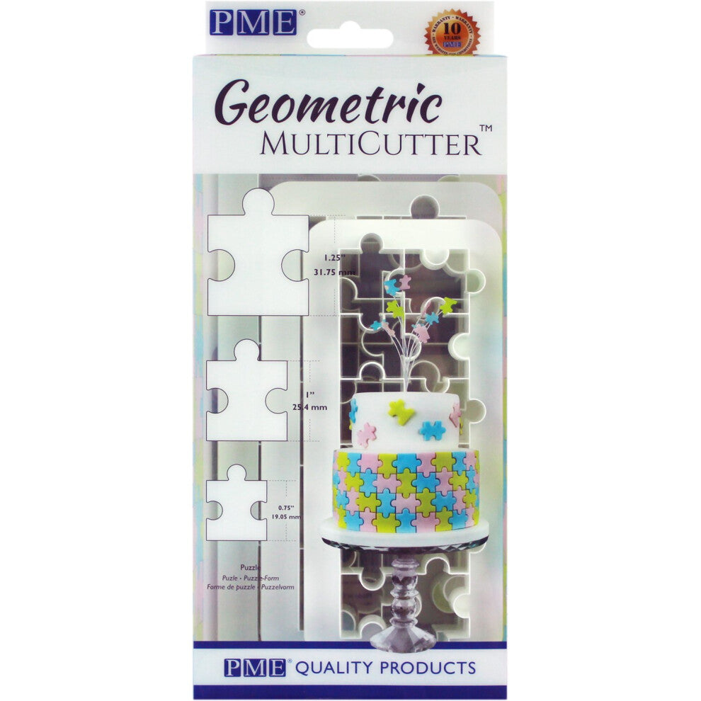 Fondant Geometric Multicutter Set 3-Pkg-Puzzle