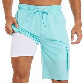 Homens Shorts de Natação Calção Justo de Natação Shorts de praia Esportes Para Noite Final de semana Respirável Secagem Rápida Corrida Casual Bolsos Com forro