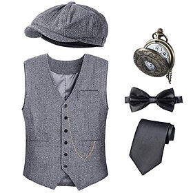 Rétro Vintage Les rugissantes années 20 1920s Tenue Veste Gatsby le magnifique Gentilhomme Homme Halloween Carnaval Fête - Soirée Mascarade Cache-col