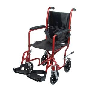 ProBasics Aluminum Transport Chair with Swing Away Foot Rests 19" Burgundy