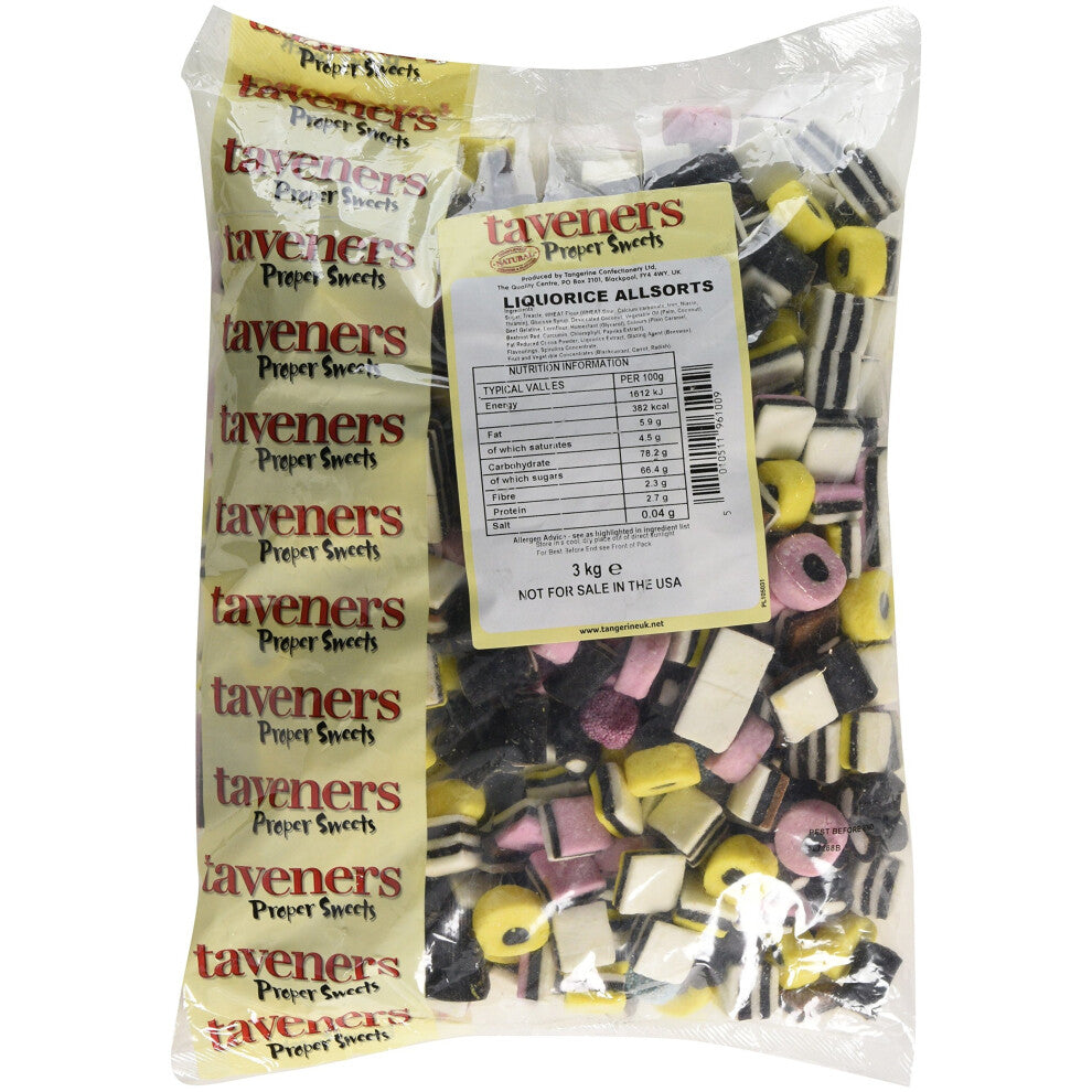 Taveners Liquorice Allsorts 3 Kg