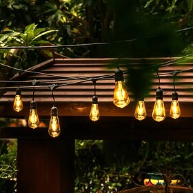 S14 Global Outdoor String Lights Commercial Grade Weatherproof Strand Edison Vintage Bulbs 10m10pcs-15m15pcs Hanging Sockets UL Listed Heavy-Duty Decorative Ca