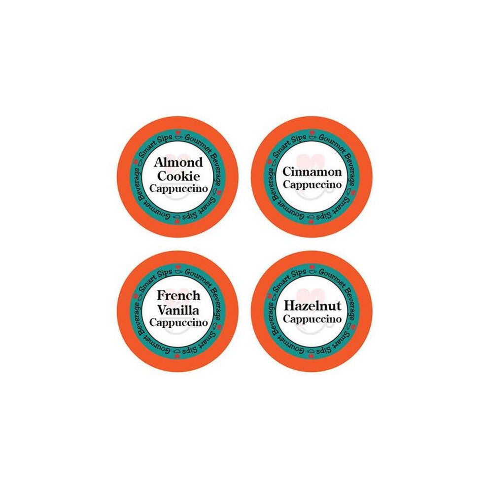 Smart Sips CAPVARPACK24 Cappuccino Variety Pack - Cinnamon, Almond Cookie & Hazelnut for Keurig Kcup Brewers, 24 Count