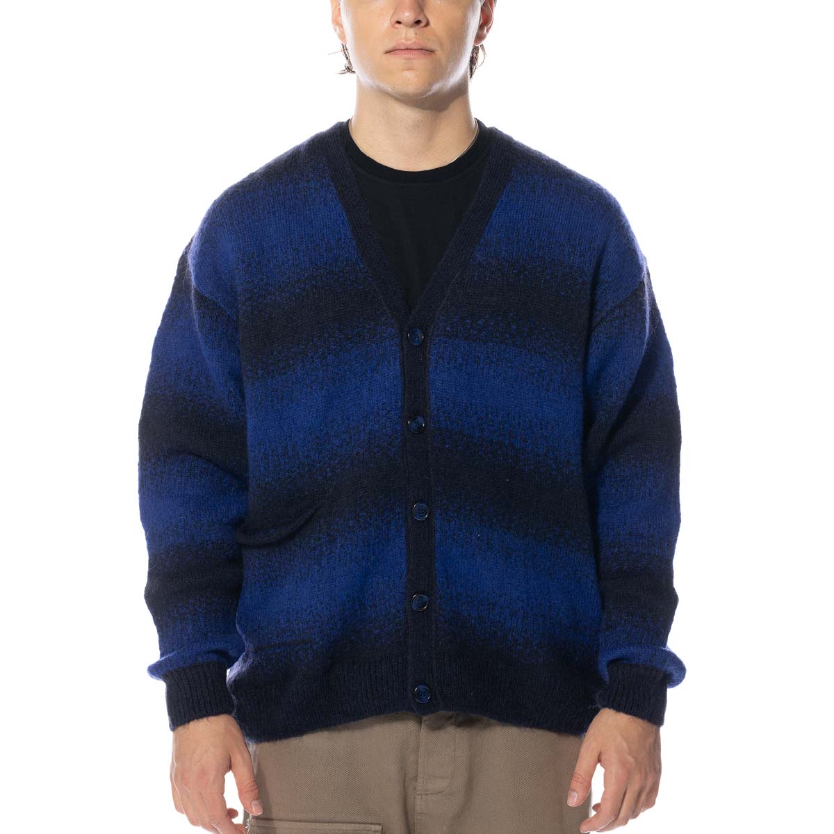 Pop Trading Company Striped Knitted Cardigan Sodalite "Blue Black" (POPAW23-06-010)