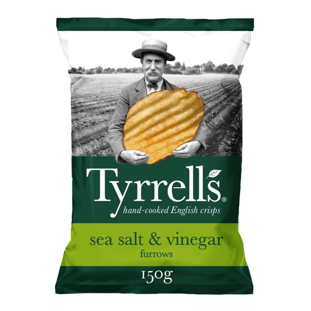 Tyrrells Sea Salt and Vinegar Furrows Crisps, 150 g