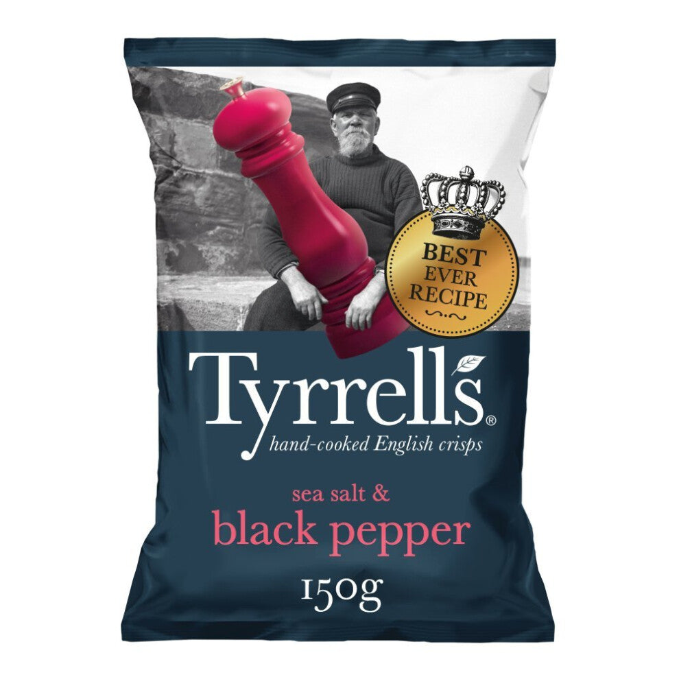 Tyrrells Sea Salt and Black Pepper Crisps, 150 g