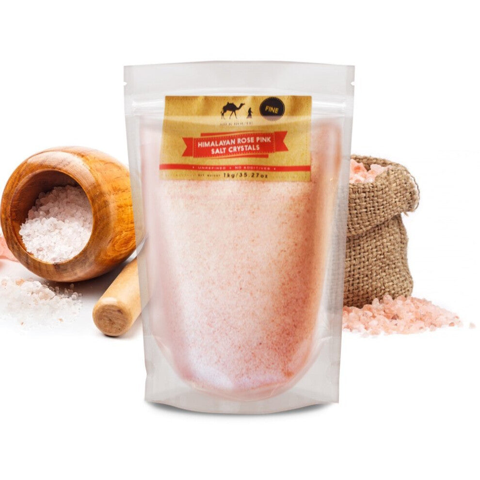 Silk Route Spice Company Himalayan Rose Pink Salt 1Kg (Fine) Resealable Pouch