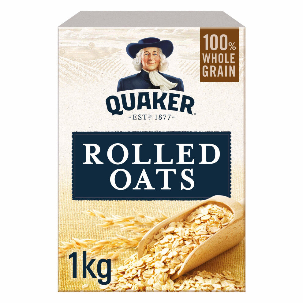 Quaker Rolled Oats 100% Wholegrain Source of Fibre No Added Sugar Pack 1kg