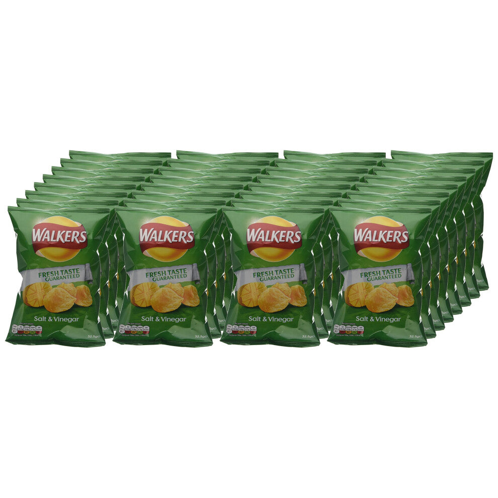 Walkers Salt and Vinegar Crisps Pack of 32 (32.5 g each) - Vegetarian, No Artificial Colours-Preservatives-MSG - C-55846