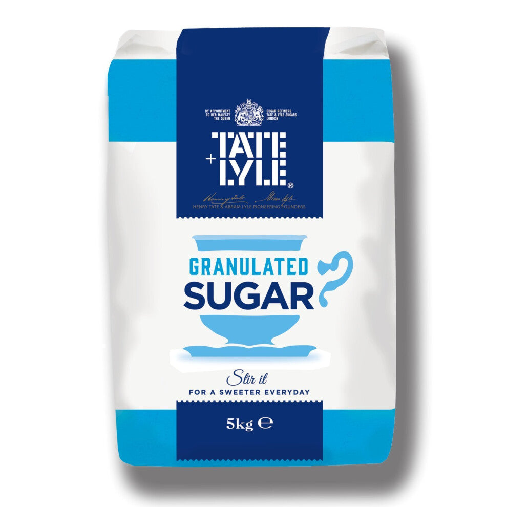 Tate & Lyle Granulated Sugar 5kg - Pure White Cane Sugar, Natural Cane Juices, Ideal for Baking & Beverages (Code HJ8U)