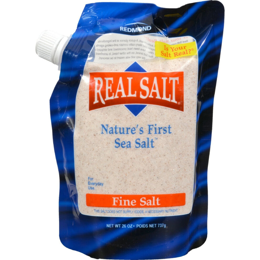 REDMOND Real Sea Salt - Natural Unrefined Organic Gluten Free Fine, 26 ounce pouch (1 Pack)