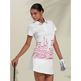 Women's Golf Polo Shirt Pink Short Sleeve Top Ladies Golf Attire Clothes Outfits Wear Apparel
