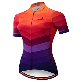 Miloto Women's Cycling Jersey Short Sleeve Bike Jersey with 3 Rear Pockets Mountain Bike MTB Breathable Quick Dry Anatomic Design Wicking Blue Purple Orange Gr