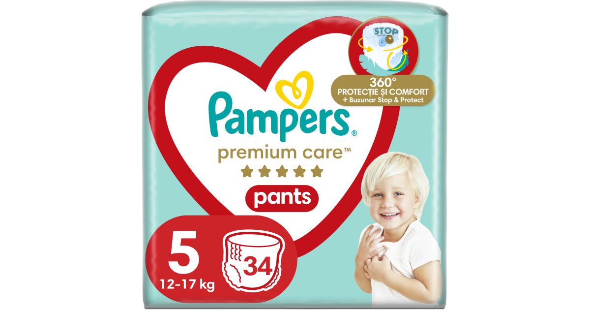 Pampers Pantaloni Premium Care Junior Marimea 5 Scutece de unica folosinta 12-17 kg 34 bucati