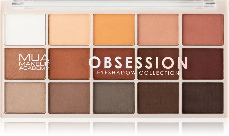 MUA Makeup Academy Professionelle Lidschattenpalette mit 15 Farbtönen, Color Obsession, 12 g