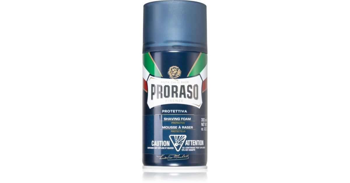 Proraso Mousse à raser bleue - Mousse à raser à l'aloe vera et à la vitamine E. - 300ml