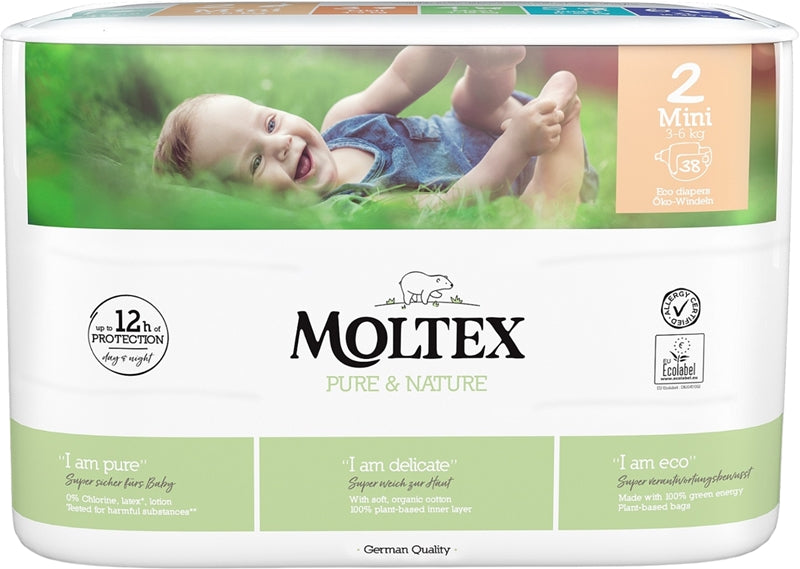 Moltex Pure & Nature Mini Taille 2 Couches jetables ECO 3-6 kg 38 pièces