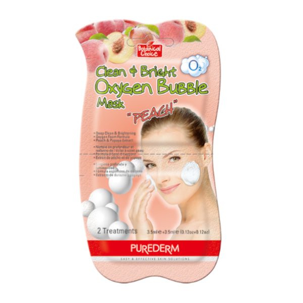 PUREDERM - Clean & Bright Oxygen Bubble Mask - 3.5ml+3.5ml - Peach