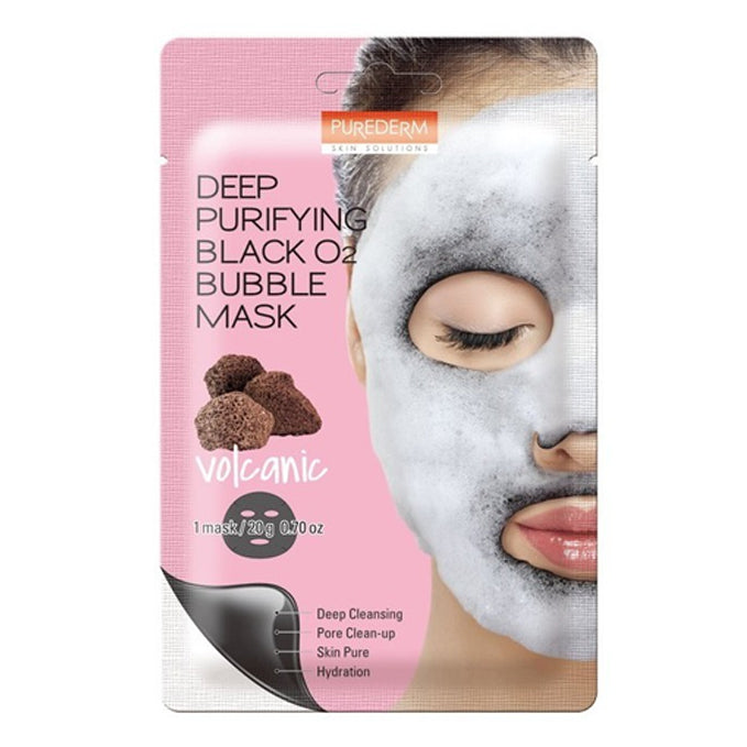PUREDERM - Deep Purifying Black O2 Bubble Mask - Volcanic - 1pc