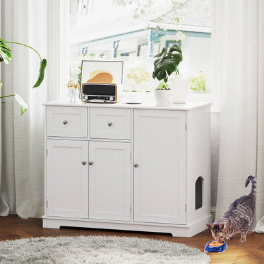 Cat Litter Box Enclosure with 3 Doors