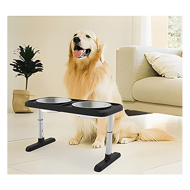 Adjustable Pet Stand Feeder with 2 Stainless Steel Bowls