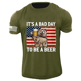 cerveja urso carta printe tee gráfico masculino mistura de algodão camiseta esportes camisa clássica manga curta confortável tee verão primavera moda roupas de